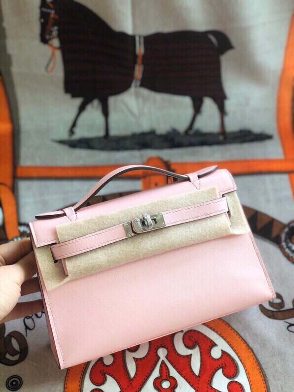 에르메스 미니 켈리백22 핑크 은장 스위프트